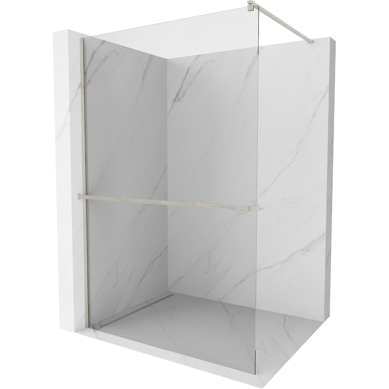 Mexen Kioto+ стена за душ с рафт Walk-in 115 x 200 см, прозрачен, четкан никел - 800-115-121-97-00
