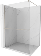 Mexen Kioto+ стъклена стена за душ с рафт Walk-in 135 x 200 см, прозрачна, четкан никел - 800-135-121-97-00