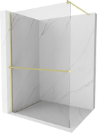 Mexen Kioto+ стена за душ с рафт Walk-in 100 x 200 см, прозрачен, златен с четкано покритие - 800-100-121-55-00