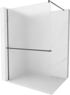 Mexen Kioto+ стена за душ с рафт Walk-in 100 x 200 см, матово стъкло, gun metal - 800-100-121-95-30