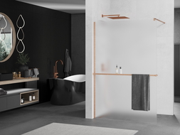 Mexen Kioto+ душ кабина с рафт Walk-in 70 x 200 см, матирано стъкло, боядисана мед - 800-070-121-65-30