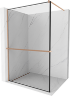 Mexen Kioto+ душова стена с полка Walk-in 100 x 200 см, черен шарка, четкана мед - 800-100-121-65-70