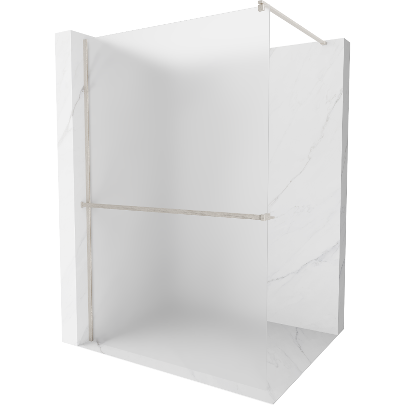 Mexen Kioto+ стена за душ със стелаж Walk-in 70 x 200 см, матирано стъкло, шлифован никел - 800-070-121-97-30