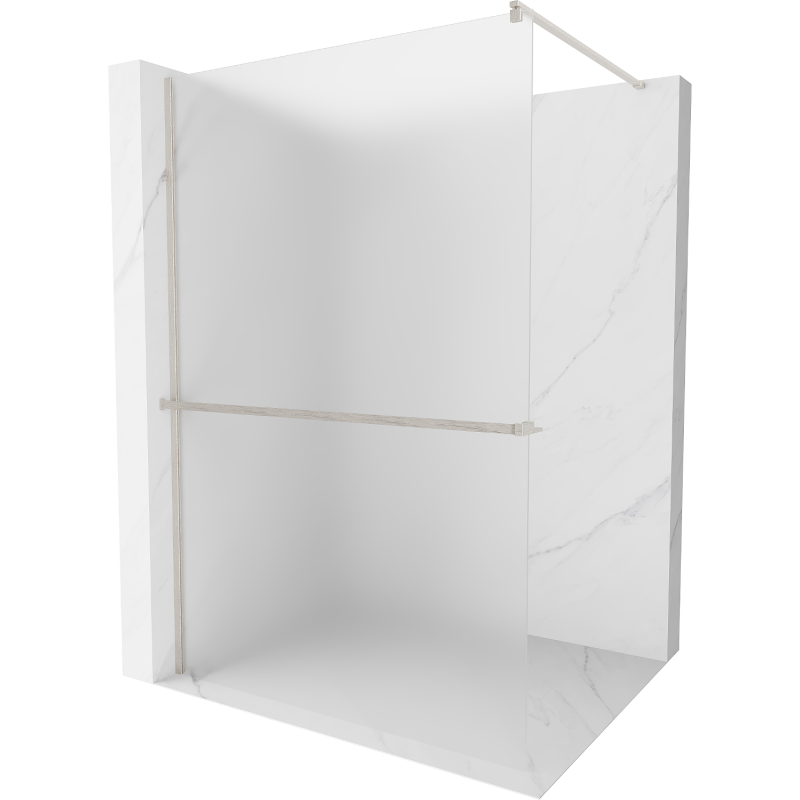 Mexen Kioto+ стена за душ с рафт Walk-in 100 x 200 см, матово стъкло, четка никел - 800-100-121-97-30