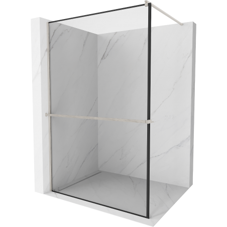 Mexen Kioto+ стена за душ с подложка Walk-in 110 x 200 см, черен десен, brushed никел - 800-110-121-97-70