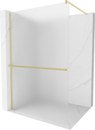 Mexen Kioto+ душ кабина с рафт Walk-in 130 x 200 см, матиран, златно четкано - 800-130-121-55-30