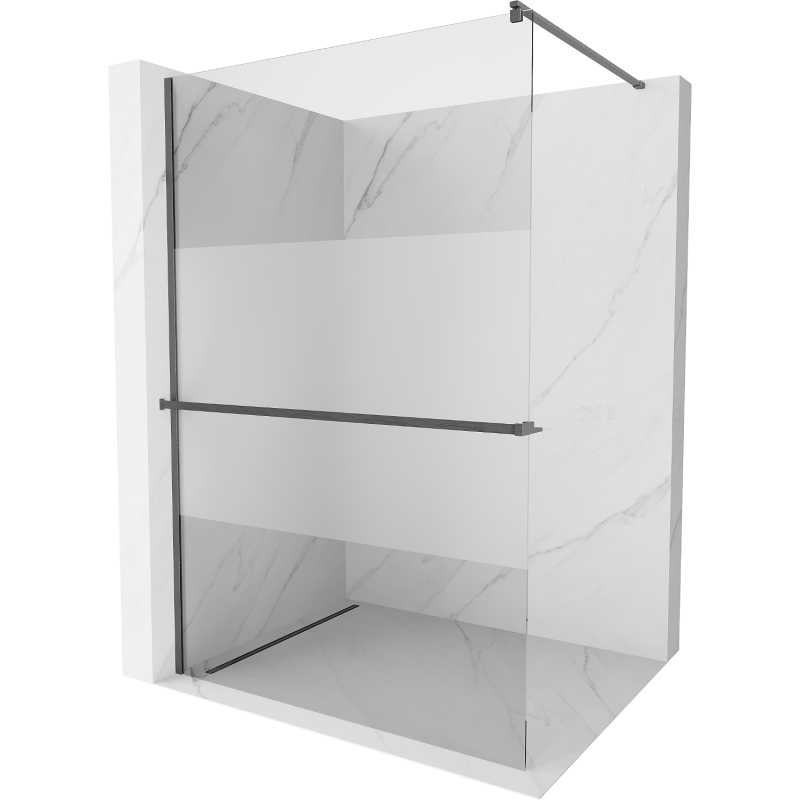 Mexen Kioto+ душова стена с полка Walk-in 90 x 200 см, прозрачна/мъглива, с натурален сив - 800-090-121-66-35