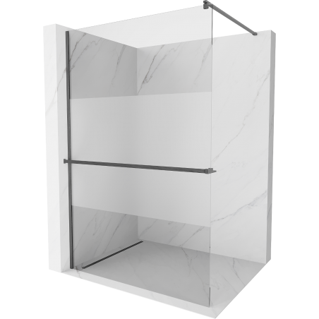 Mexen Kioto+ душова стена с полка Walk-in 90 x 200 см, прозрачна/мъглива, с натурален сив - 800-090-121-66-35