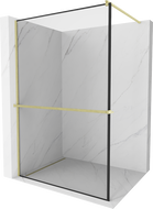 Mexen Kioto+ стенна душ кабина с рафт Walk-in 130 x 200 см, черен патерн, златен шлифован - 800-130-121-55-70