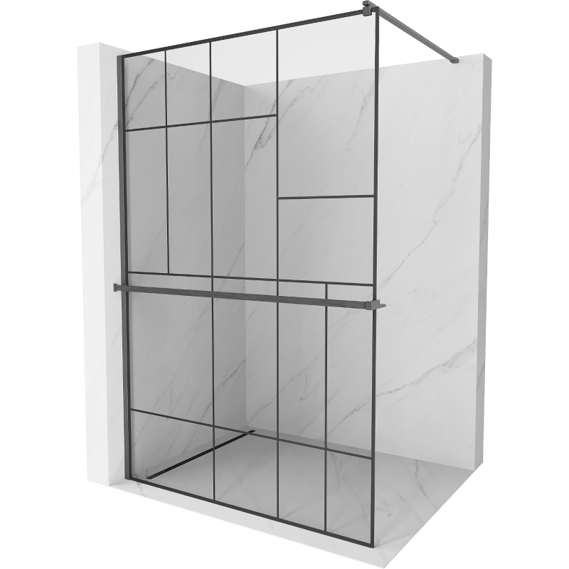 Mexen Kioto+ стена за душ с рафт Walk-in 90 x 200 см, черен модел, gun gray brushed - 800-090-121-66-78