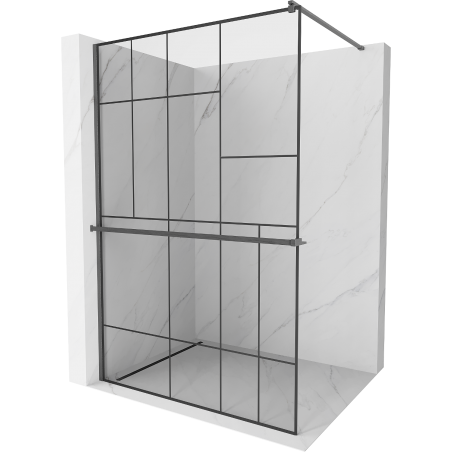 Mexen Kioto+ стена за душ с рафт Walk-in 90 x 200 см, черен модел, gun gray brushed - 800-090-121-66-78