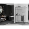 Mexen Kioto+ стена за душ с полка Walk-in 110 x 200 см, черен десен, gun gray четкан - 800-110-121-66-78