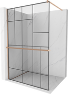 Mexen Kioto+ стена за душ с рафт Walk-in 80 x 200 см, черен модел, завършваща мед - 800-080-121-65-78