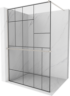 Mexen Kioto+ душ параван с рафт Walk-in 90 x 200 см, черен модел, с четкан никел - 800-090-121-97-78