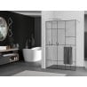 Mexen Kioto+ стена за душ с рафт Walk-in 110 x 200 см, черен мотив, шлифован никел - 800-110-121-97-78