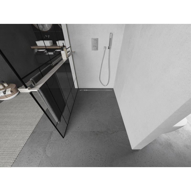 Mexen Kioto+ душ кабина с рафт Walk-in 120 x 200 см, черен десен, четка никел - 800-120-121-97-78