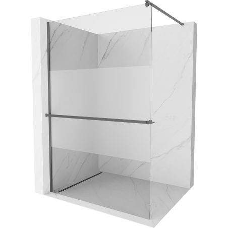 Mexen Kioto+ душова стена с полка Walk-in 140 x 200 см, прозрачна/матова, gun metal - 800-140-121-95-35
