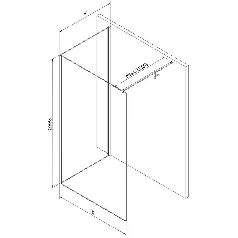 Mexen Kioto душ стена Walk-in 120 x 80 cm, черна рамка, бяла - 800-120-212-20-70-080