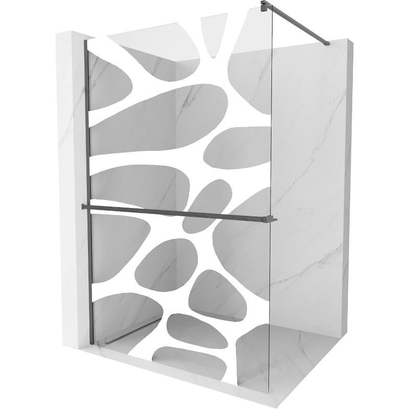 Mexen Kioto+ дувар за душ с рафт Walk-in 130 x 200 см, бяла вълна, четкано gun gray - 800-130-121-66-97