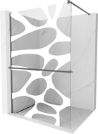 Mexen Kioto+ стенен душ панел с Walk-in рафт 70 x 200 см, бял модел, gun metal - 800-070-121-95-97