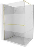 Mexen Kioto+ душ параван с полка Walk-in 120 x 200 см, прозрачен/матов, златист сатен - 800-120-121-55-35