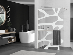 Mexen Kioto+ стена за душ с полка Walk-in 90 x 200 см, бял модел, четкан никел - 800-090-121-97-97