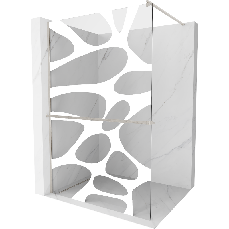 Mexen Kioto+ душова стена с рафт Walk-in 100 x 200 см, бял модел, четкан никел - 800-100-121-97-97