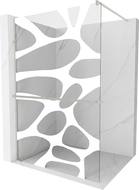 Mexen Kioto+ Душ стена с рафт Walk-in 100 x 200 cm, бяла вълна, четкан никел - 800-100-121-97-97