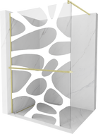 Mexen Kioto+ душна преграда с рафт Walk-in 90 x 200 cm, бяла вълна, златна четка - 800-090-121-55-97