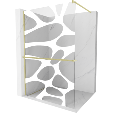 Mexen Kioto+ душ панел с Walk-in стена 130 x 200 см, бял модел, златен матиран - 800-130-121-55-97