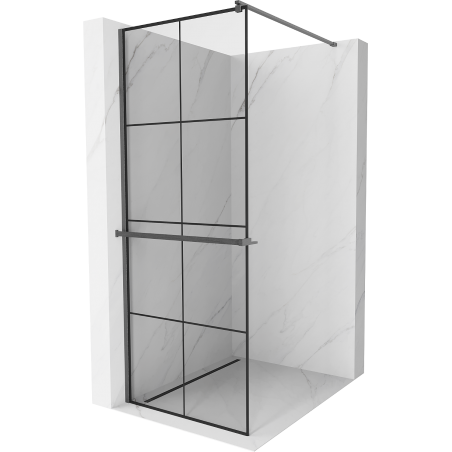 Mexen Kioto+ душ кабина с рафт Walk-in 70 x 200 см, черен модел, gun gray сатен - 800-070-121-66-77