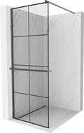 Mexen Kioto+ Стената за душ с рафт Walk-in 90 x 200 см, черен модел, gun gray четкан - 800-090-121-66-77