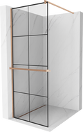 Mexen Kioto+ стена за душ с рафт Walk-in 90 x 200 см, черен модел, четкана мед - 800-090-121-65-77
