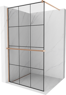 Mexen Kioto+ душова стена с рейка Walk-in 100 x 200 см, черен модел, четкана мед - 800-100-121-65-77