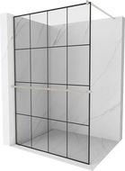 Mexen Kioto+ стена за душ с рафт Walk-in 140 x 200 см, черен модел, четкан никел - 800-140-121-97-77