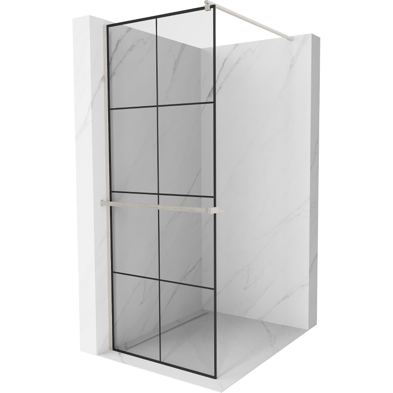 Mexen Kioto+ стена за душ кабина с Walk-in рафт 90 x 200 см, черен мотив, четкан никел - 800-090-121-97-77