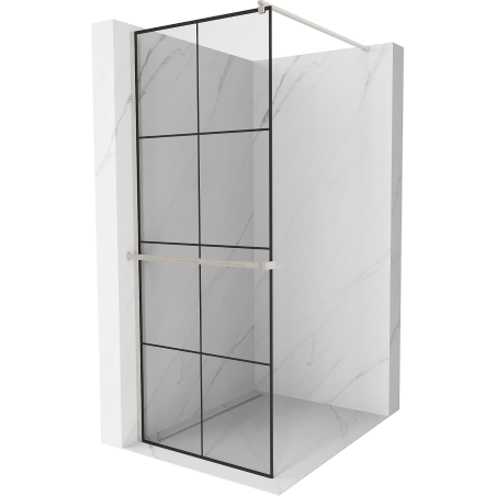 Mexen Kioto+ стена за душ кабина с Walk-in рафт 90 x 200 см, черен мотив, четкан никел - 800-090-121-97-77