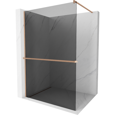 Mexen Kioto+ душова стена с рафт Walk-in 70 x 200 см, графит, натерян месинг - 800-070-121-65-40