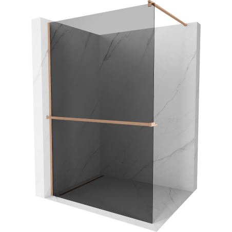 Mexen Kioto+ стена за душ с рафт Walk-in 90 x 200 см, графит, четка бронзова - 800-090-121-65-40