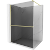 Mexen Kioto+ стена за душ с рафт Walk-in 140 x 200 см, графит, златиста четка - 800-140-121-55-40