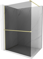 Mexen Kioto+ стена за душ с рафт Walk-in 140 x 200 см, графит, златиста четка - 800-140-121-55-40