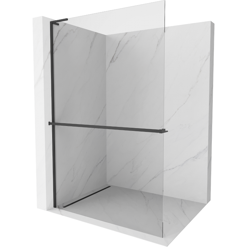 Mexen Kioto+ L стена за душ с рафт Walk-in 60 x 200 см, прозрачен, черен - 800-060-123-70-00