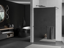 Mexen Kioto+ стена за душ с рафт Walk-in 110 x 200 см, огледало, сив анодиран - 800-110-121-66-50