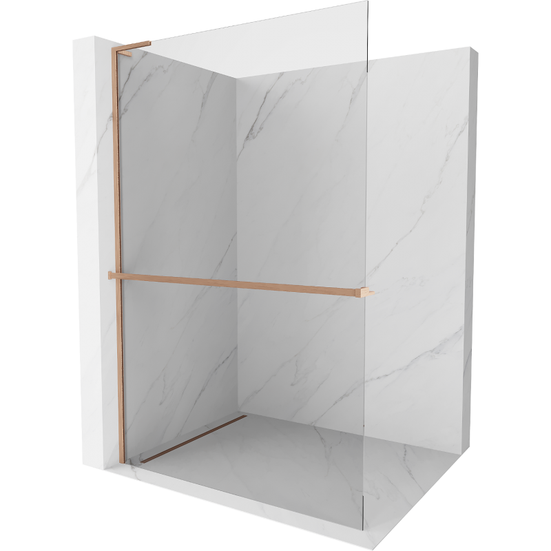 Mexen Kioto+ L душова стена с рафт Walk-in 60 x 200 см, прозрачна, четка медна - 800-060-123-65-00