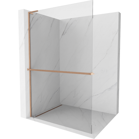 Mexen Kioto+ L душова стена с рафт Walk-in 85 x 200 см, прозрачна, неръждаема мед - 800-085-123-65-00