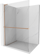 Mexen Kioto+ L стена за душ с рафт Walk-in 120 x 200 см, прозрачна, шлайфан мед - 800-120-123-65-00