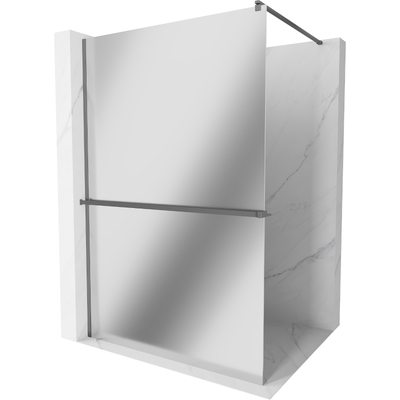 Mexen Kioto+ душова стена с рафт Walk-in 110 x 200 см, огледало, gun metal - 800-110-121-95-50