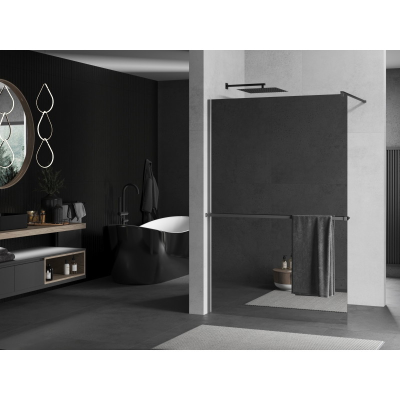 Mexen Kioto+ преграда за душ с рафт Walk-in 140 x 200 см, огледало, gun metal - 800-140-121-95-50
