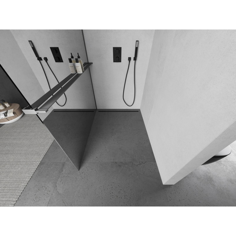 Mexen Kioto+ преграда за душ с рафт Walk-in 140 x 200 см, огледало, gun metal - 800-140-121-95-50
