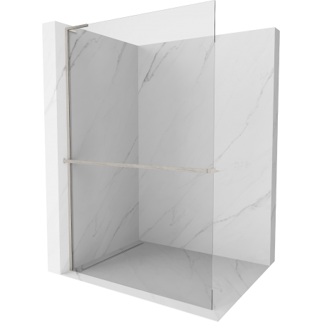 Mexen Kioto+ L стена за душ кабина с рафт Walk-in 100 x 200 см, прозрачен, с четкан никел - 800-100-123-97-00
